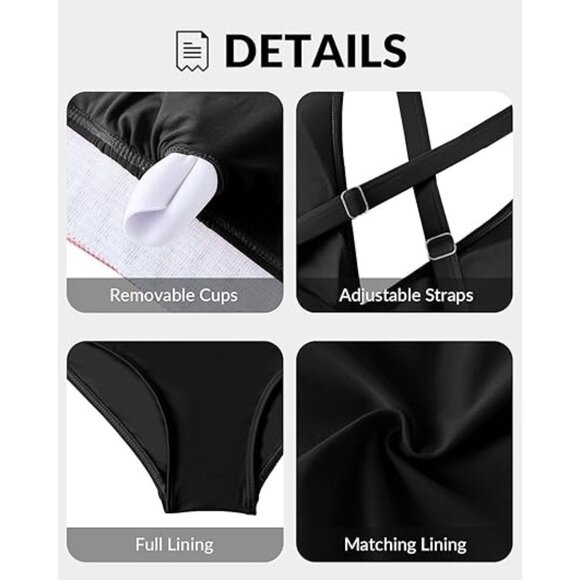 Two Piece V-Neck Tummy Control High Waisted Swimsuit Bikini Set Size16W - Picture 9 of 13